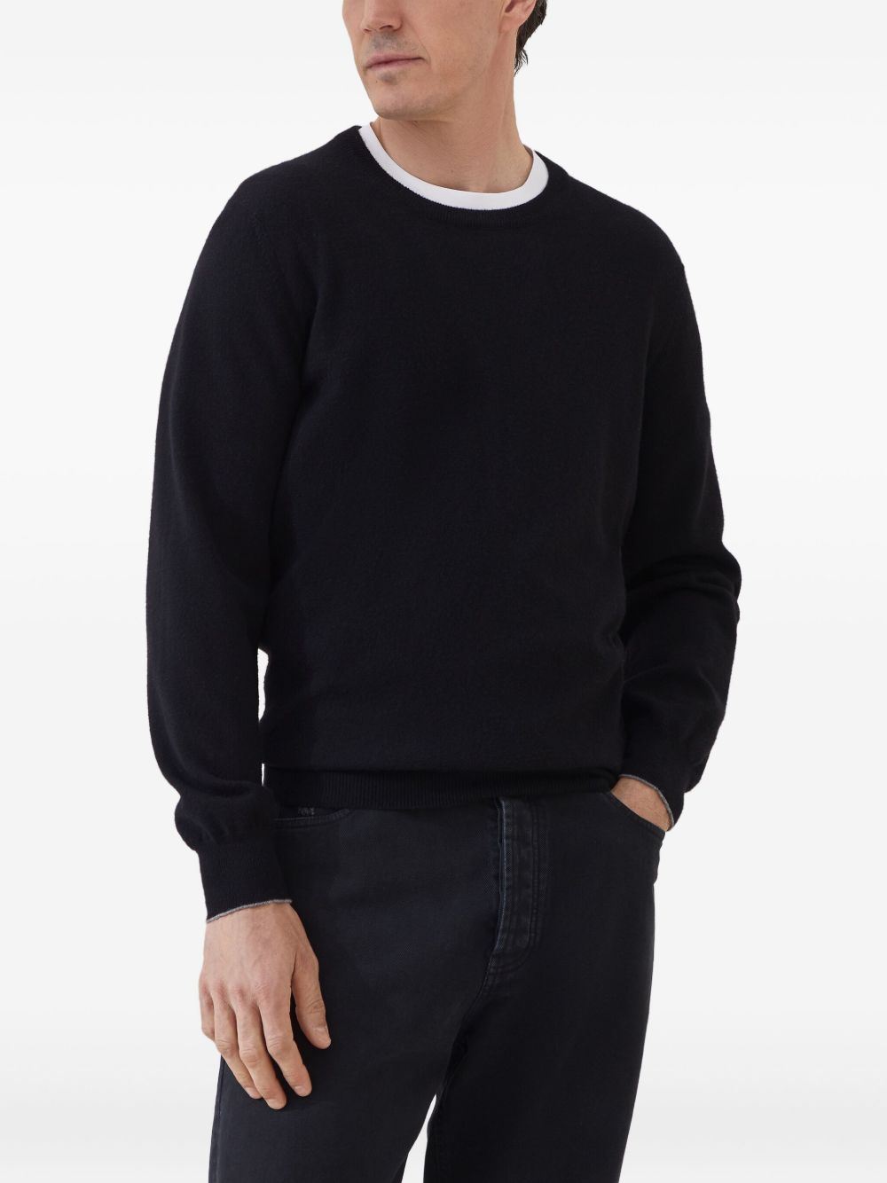 Maglione a girocollo in nero Brunello cucinelli - uomo 