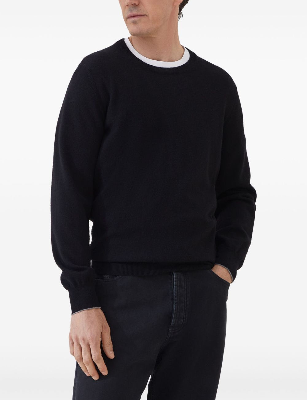 Maglione a girocollo in nero Brunello cucinelli - uomo 