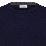 Maglione a girocollo in blu Brunello cucinelli - uomo 