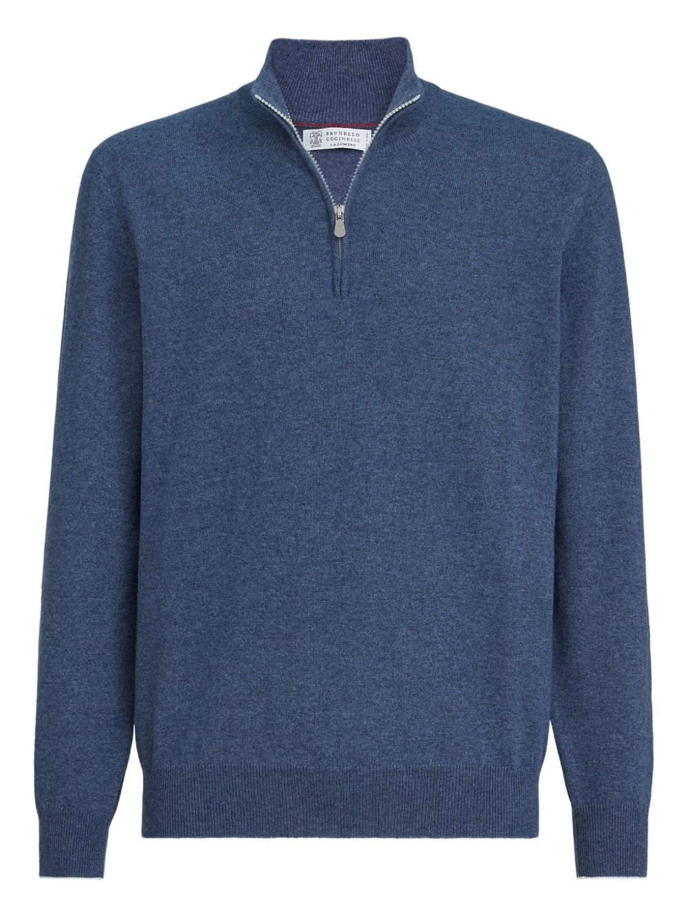 Maglione con mezza zip in blu Brunello cucinelli - uomo 