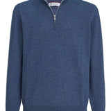 Maglione con mezza zip in blu Brunello cucinelli - uomo 