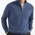 Maglione con mezza zip in blu Brunello cucinelli - uomo 