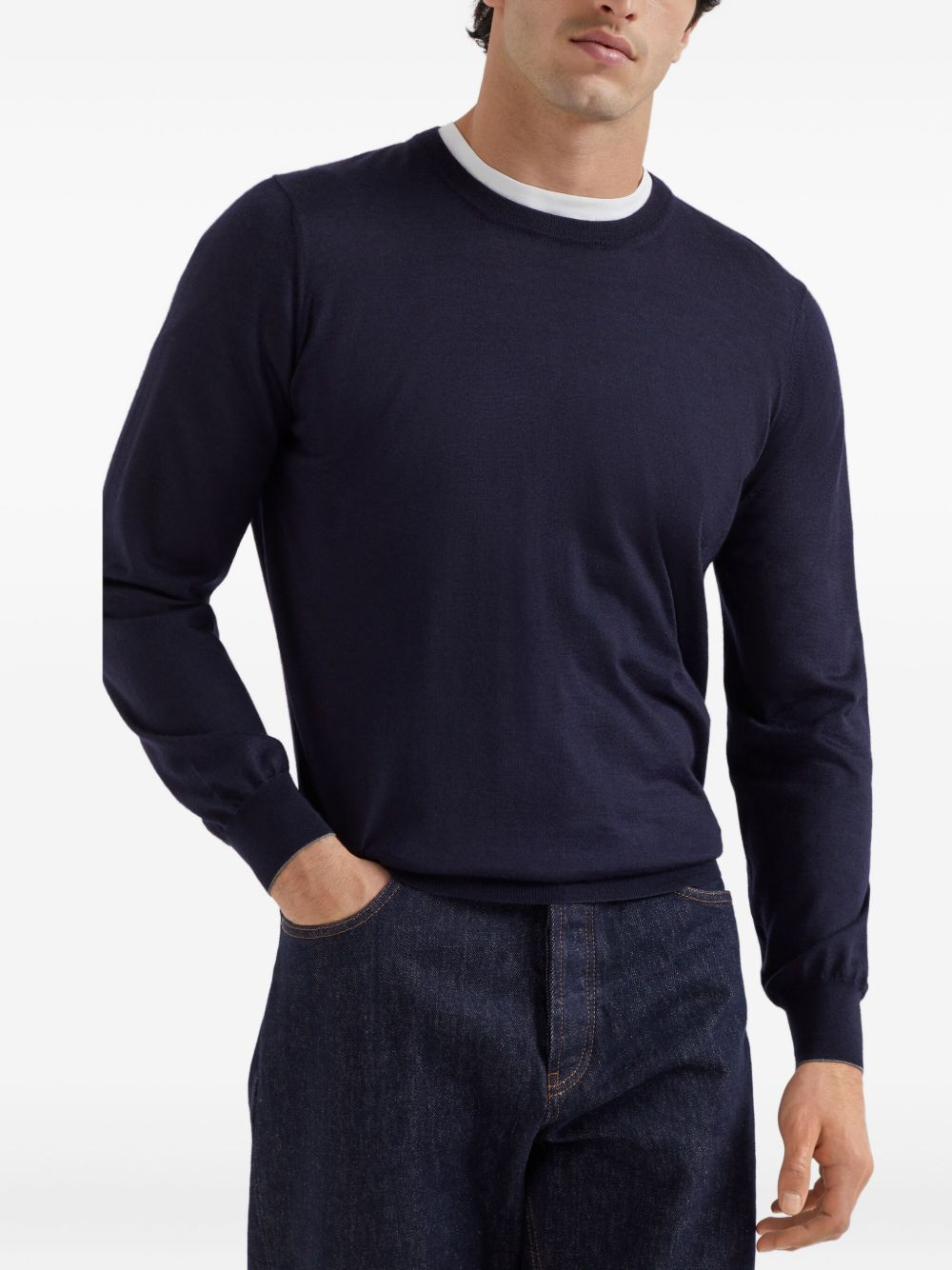 Maglione classico  in blu Brunello cucinelli - uomo 