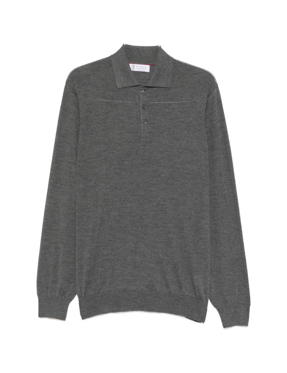 Polo a maniche lunghe con bottoni in grigio Brunello cucinelli - uomo 