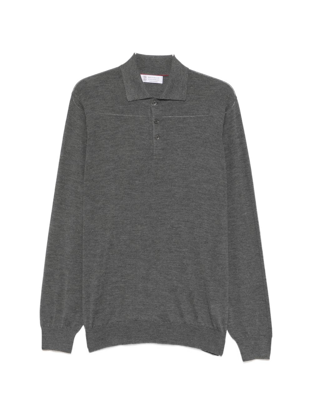 Polo a maniche lunghe con bottoni in grigio Brunello cucinelli - uomo 
