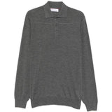 Polo a maniche lunghe con bottoni in grigio Brunello cucinelli - uomo 