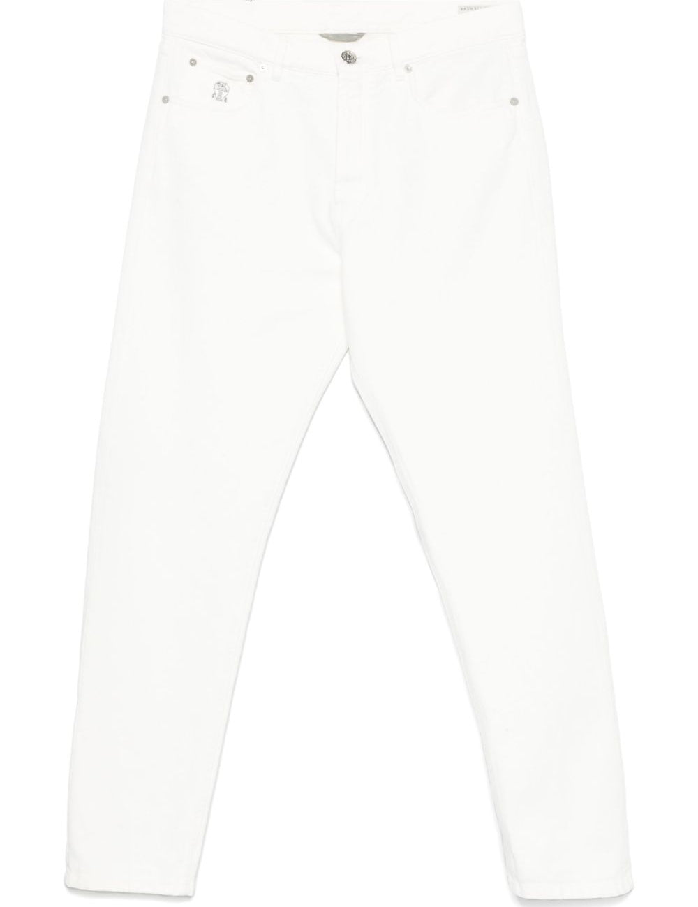Jeans a gamba dritta in bianco Brunello cucinelli - uomo 