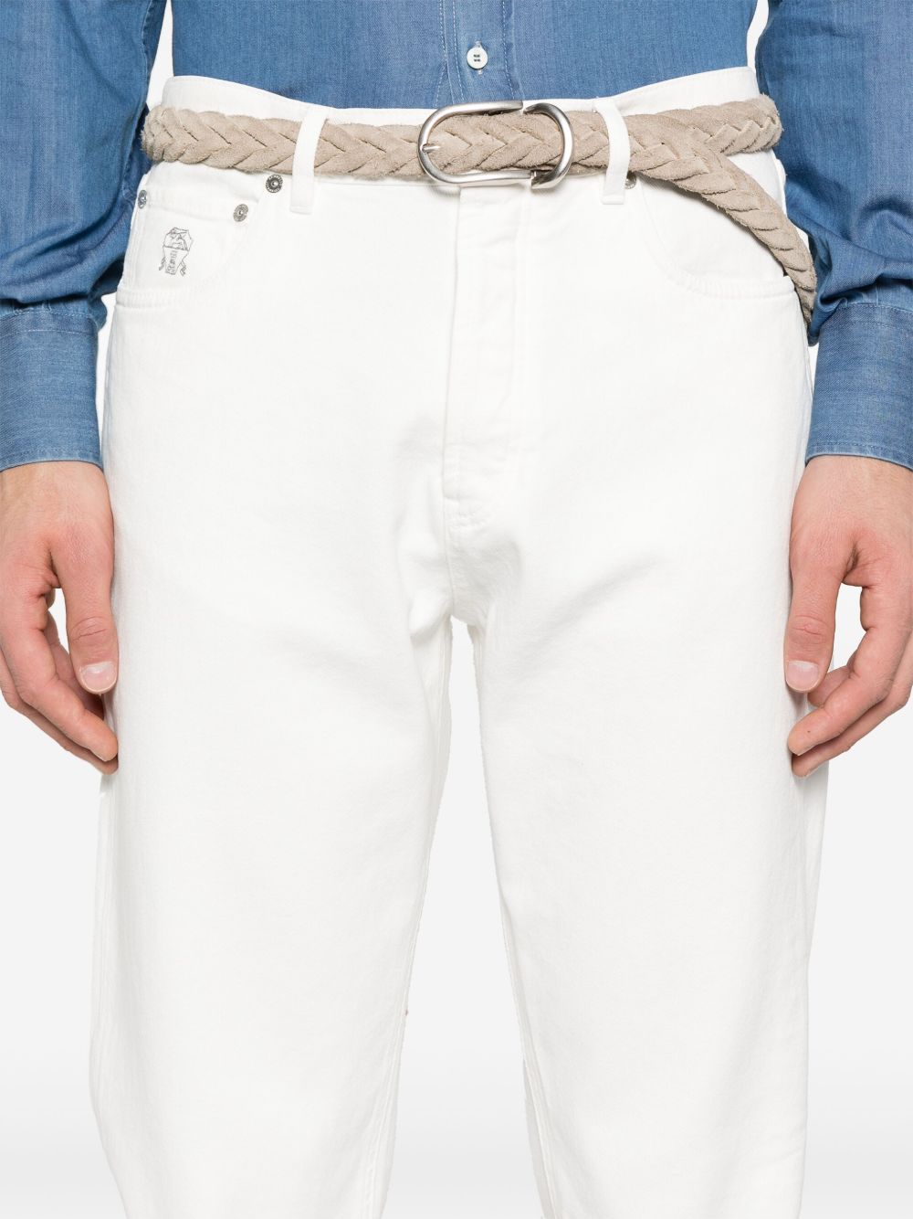 Jeans a gamba dritta in bianco Brunello cucinelli - uomo 
