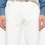 Jeans a gamba dritta in bianco Brunello cucinelli - uomo 