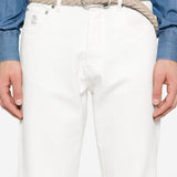 Jeans a gamba dritta in bianco Brunello cucinelli - uomo 
