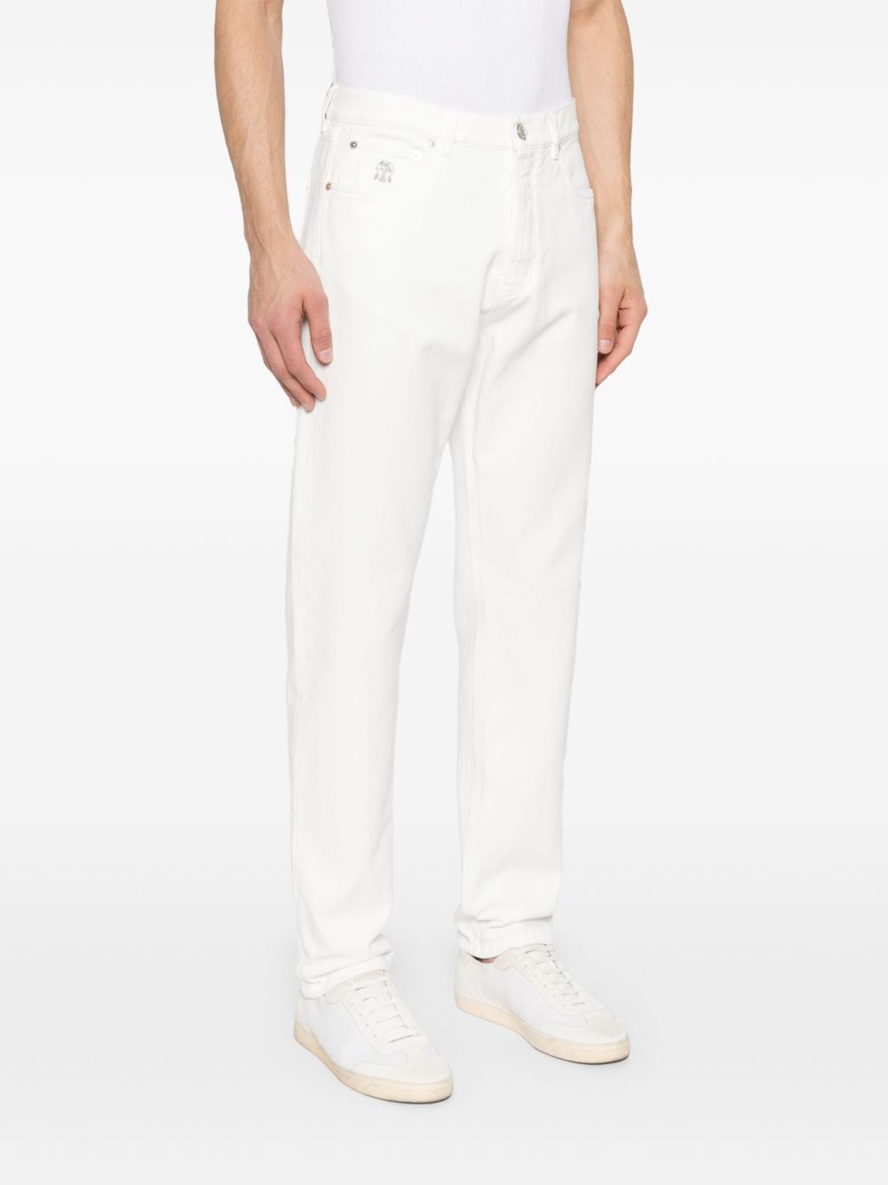 Jeans a gamba dritta in bianco Brunello cucinelli - uomo 