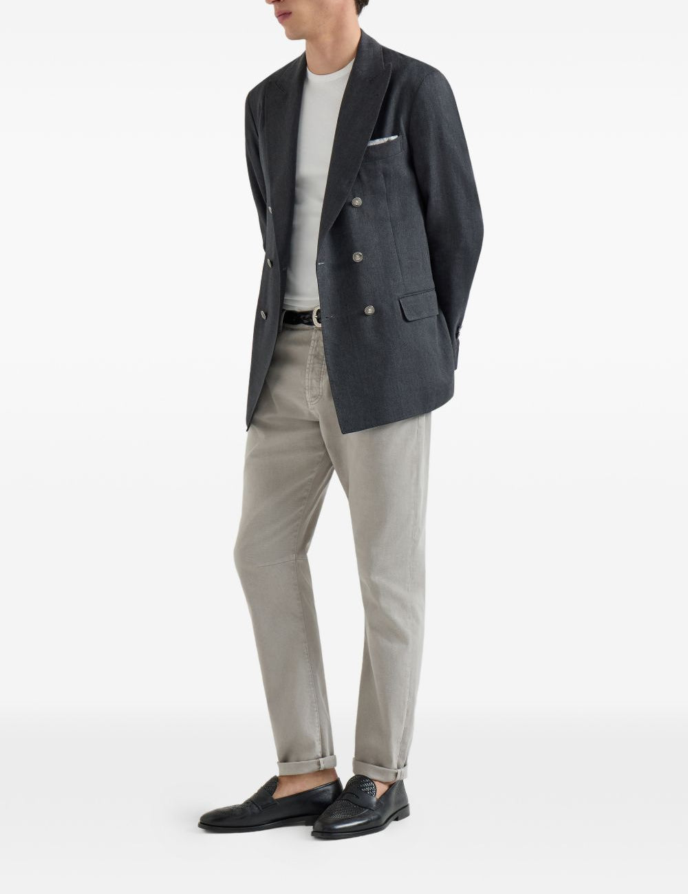 Jeans a cinque tasche con chiusura a bottone in grigio Brunello cucinelli - uomo 