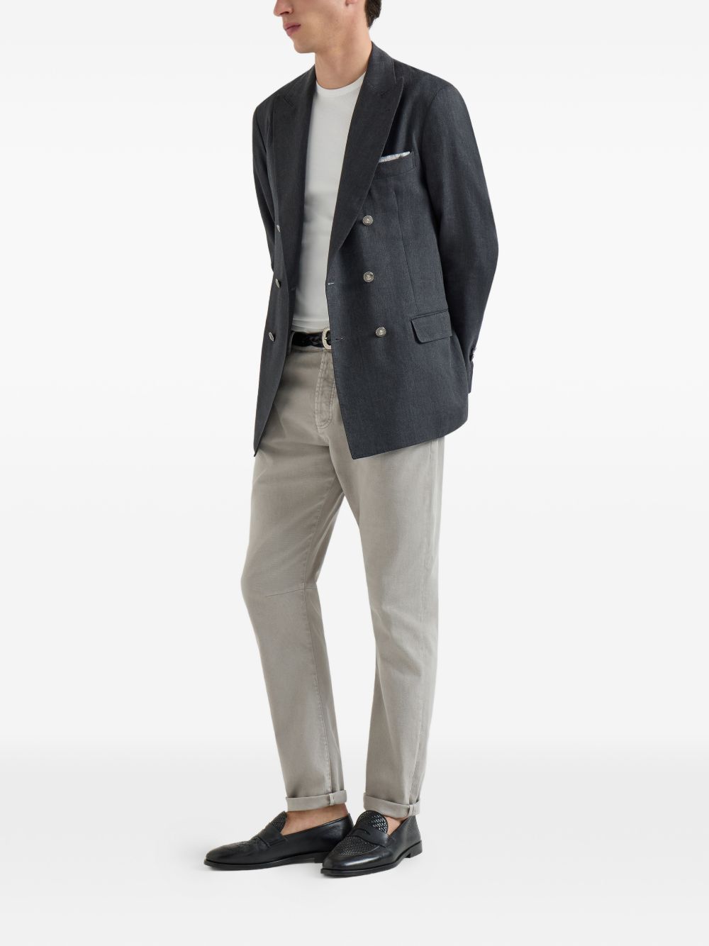 Jeans a cinque tasche con chiusura a bottone in grigio Brunello cucinelli - uomo 