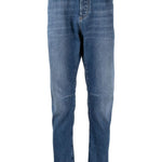 Jeans a gamba dritta dal vestibilità ricca in blu Brunello cucinelli - uomo 