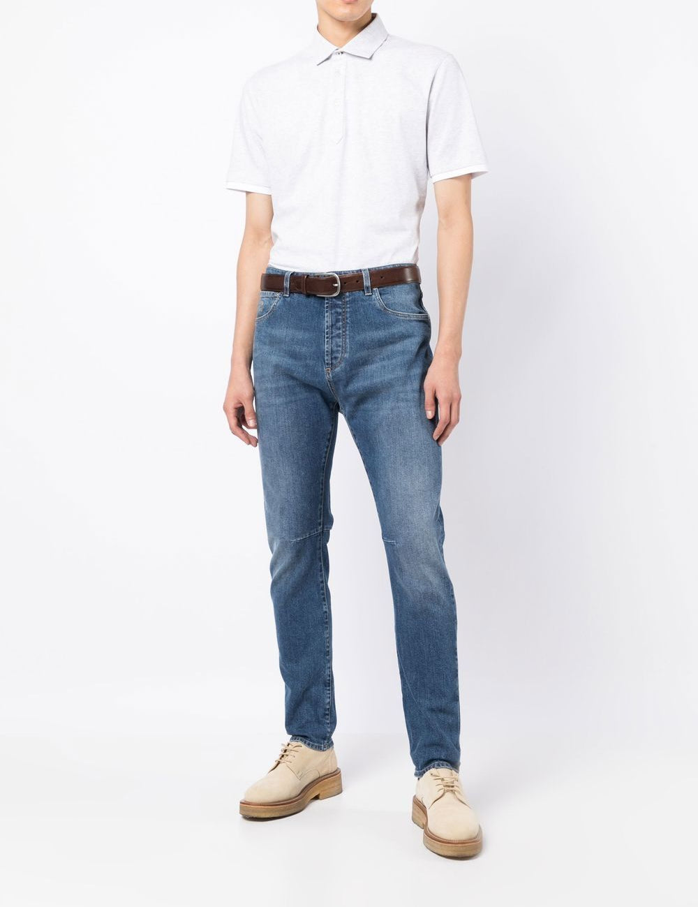 Jeans a gamba dritta dal vestibilità ricca in blu Brunello cucinelli - uomo 
