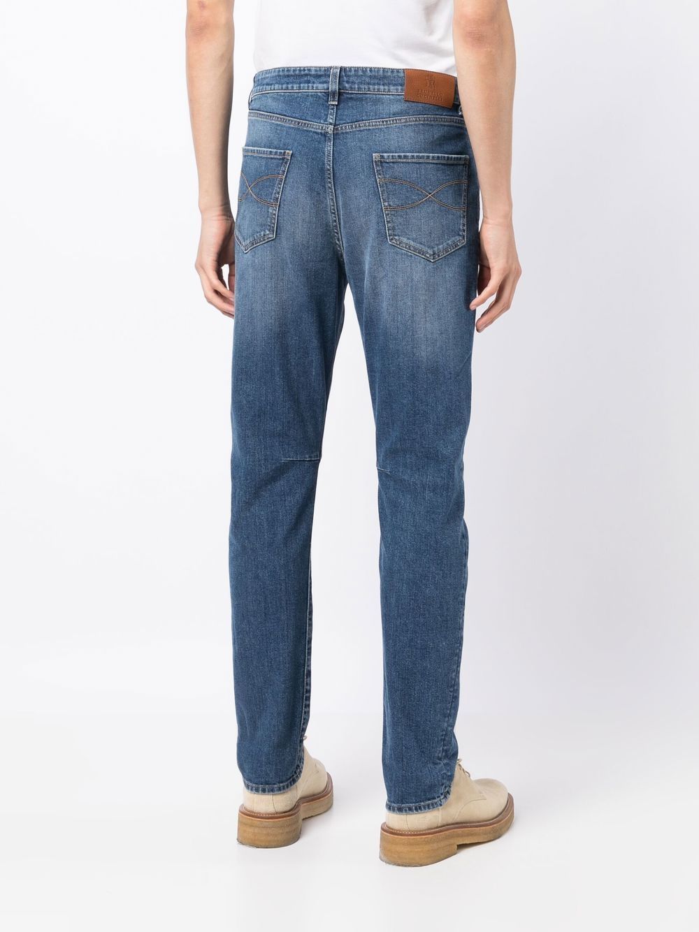 Jeans a gamba dritta dal vestibilità ricca in blu Brunello cucinelli - uomo 