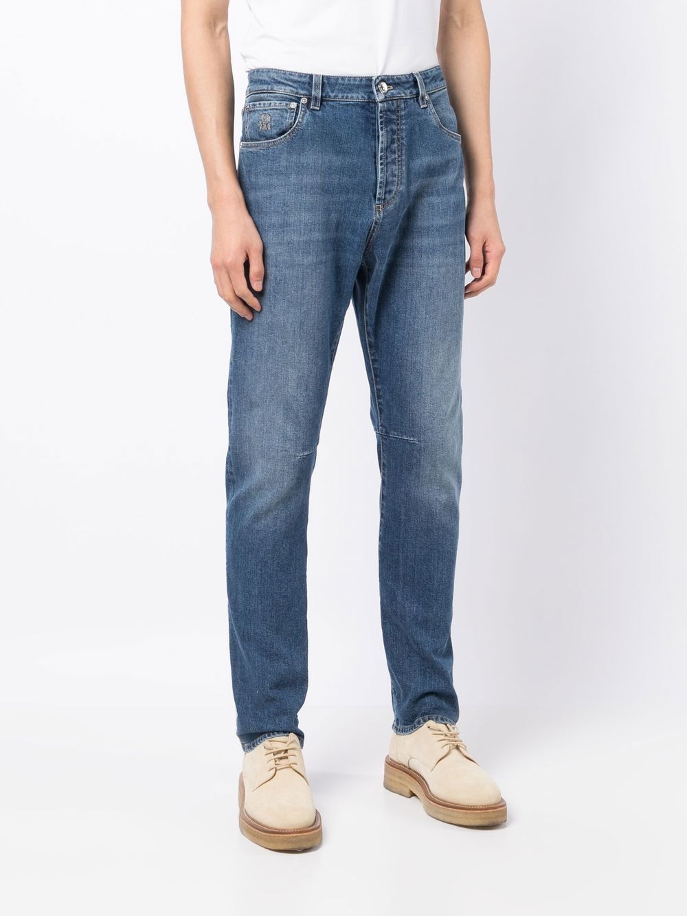 Jeans a gamba dritta dal vestibilità ricca in blu Brunello cucinelli - uomo 