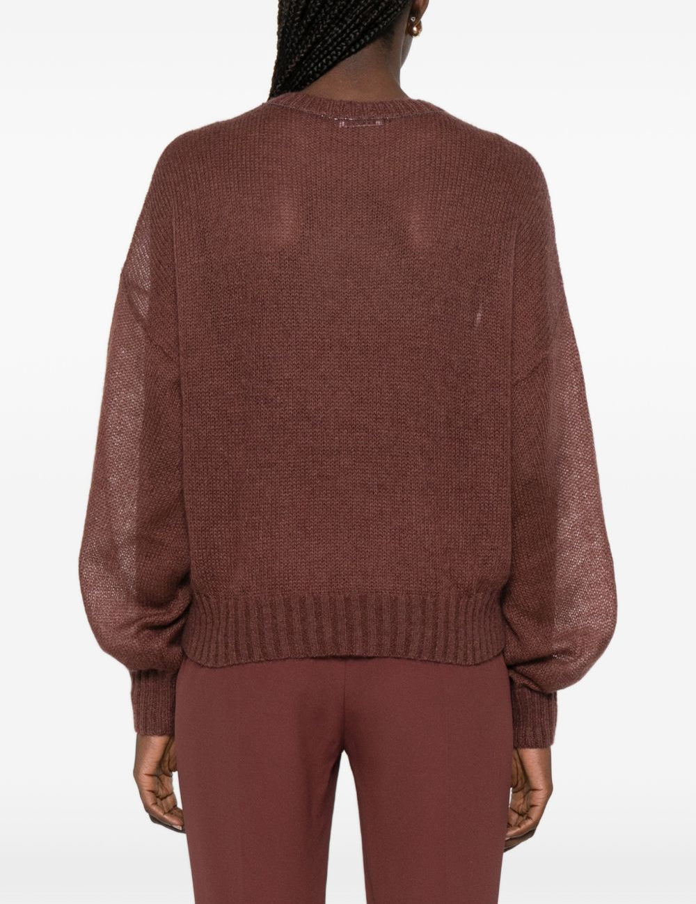 Maglione girocollo in marrone Brunello cucinelli - donna 