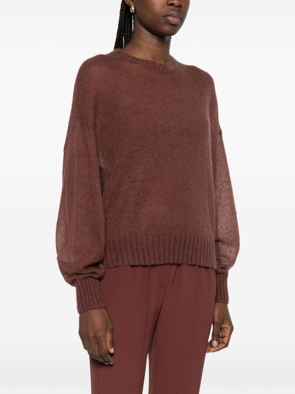 Maglione girocollo in marrone Brunello cucinelli - donna 