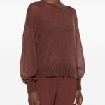 Maglione girocollo in marrone Brunello cucinelli - donna 