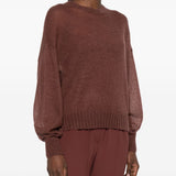 Maglione girocollo in marrone Brunello cucinelli - donna 