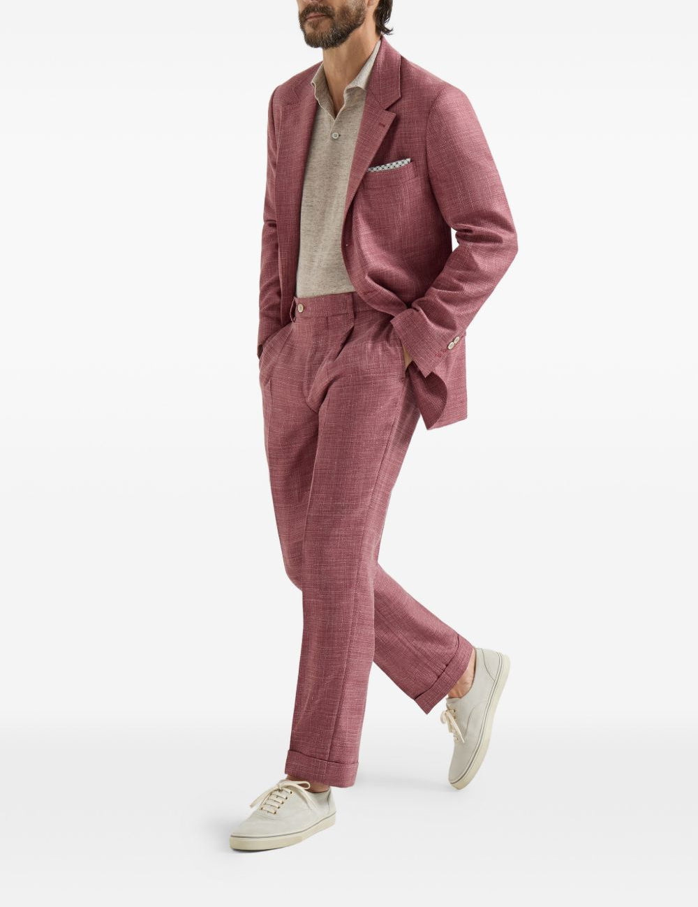 Polo a maniche corte in maglia in beige Brunello cucinelli - uomo 
