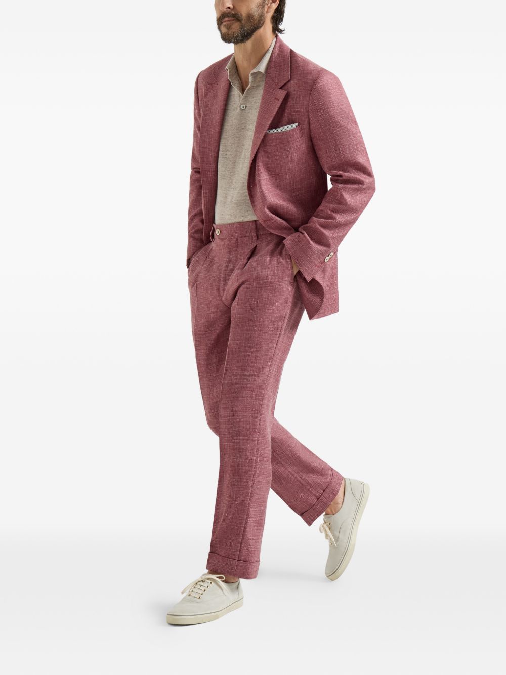 Polo a maniche corte in maglia in beige Brunello cucinelli - uomo 