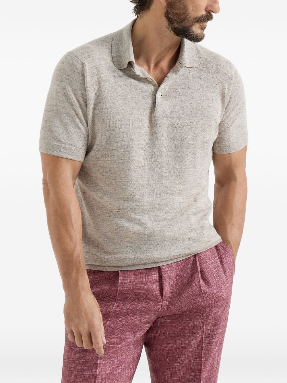 Polo a maniche corte in maglia in beige Brunello cucinelli - uomo 