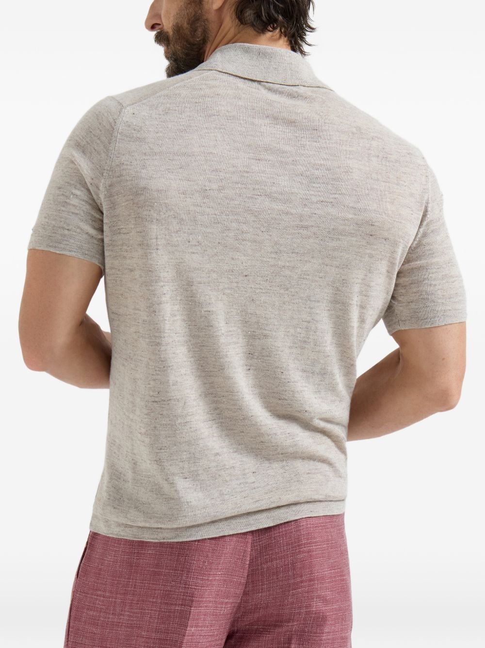 Polo a maniche corte in maglia in beige Brunello cucinelli - uomo 