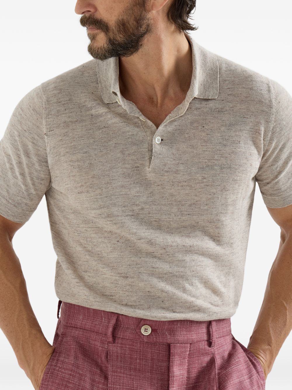 Polo a maniche corte in maglia in beige Brunello cucinelli - uomo 