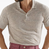 Polo a maniche corte in maglia in beige Brunello cucinelli - uomo 