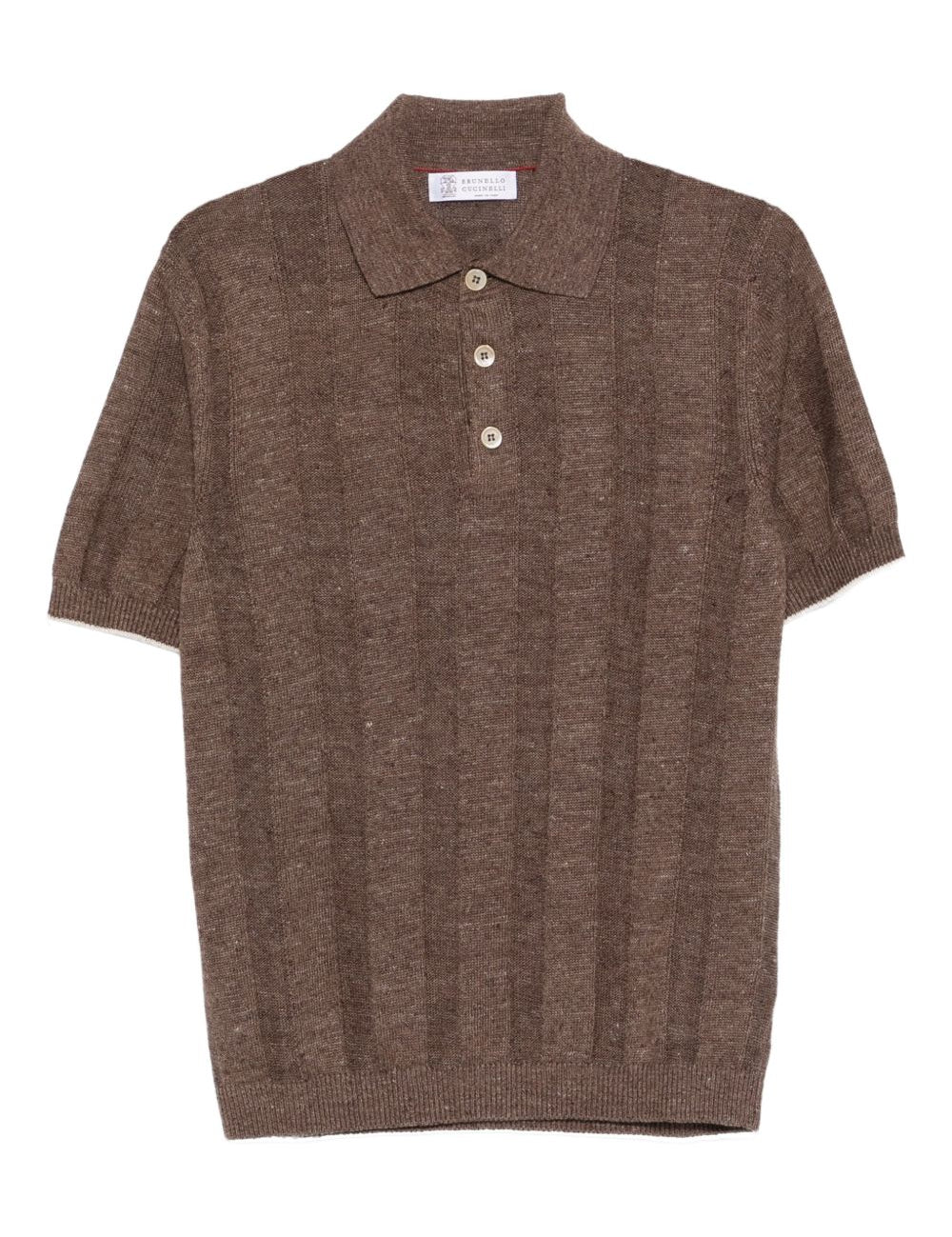 Polo a coste in marrone Brunello cucinelli - uomo 