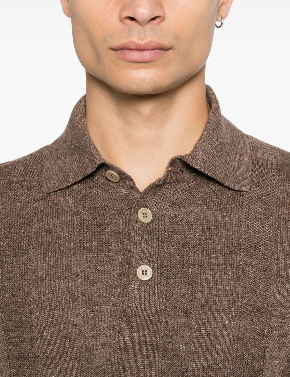 Polo a coste in marrone Brunello cucinelli - uomo 