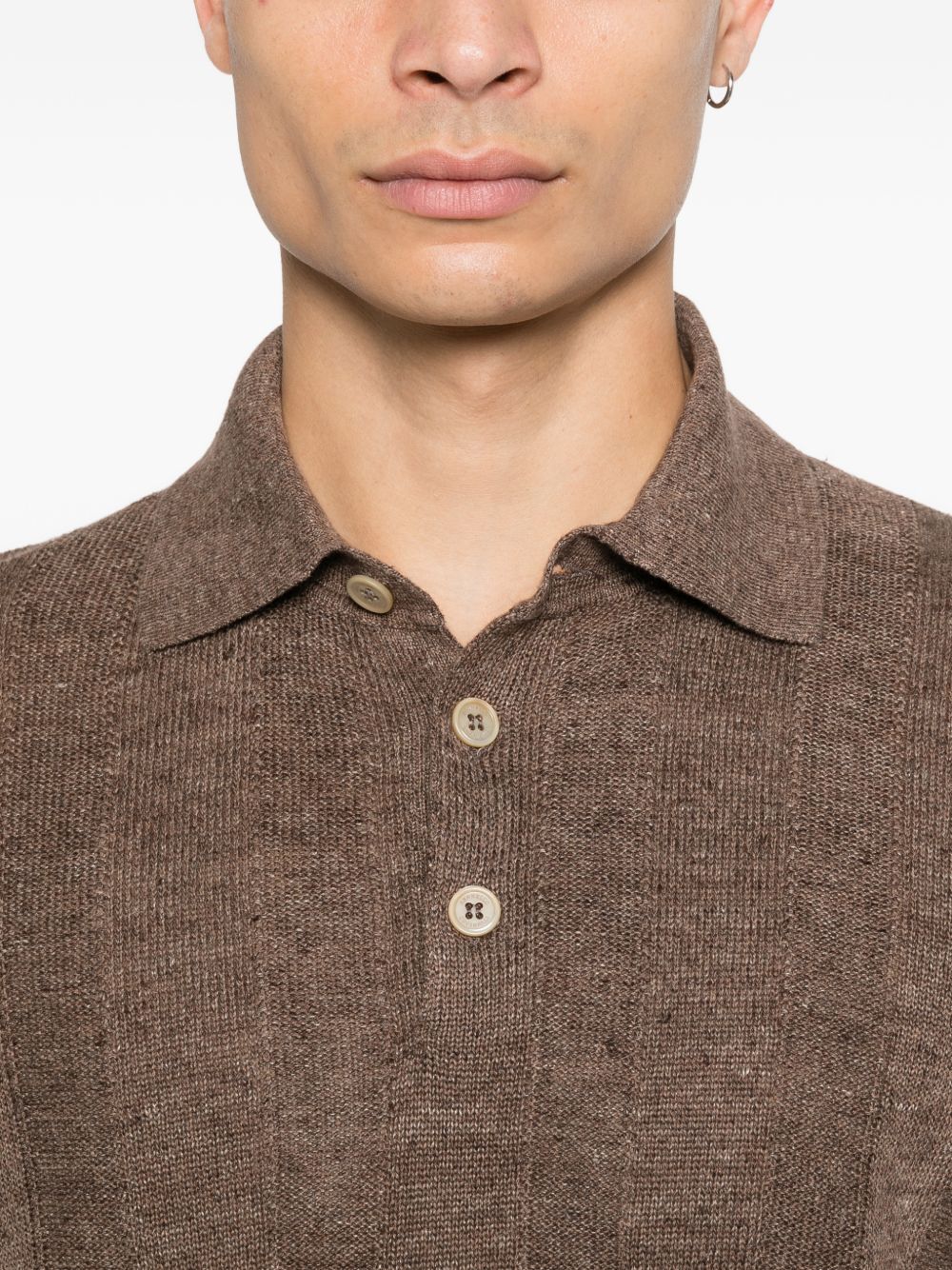 Polo a coste in marrone Brunello cucinelli - uomo 