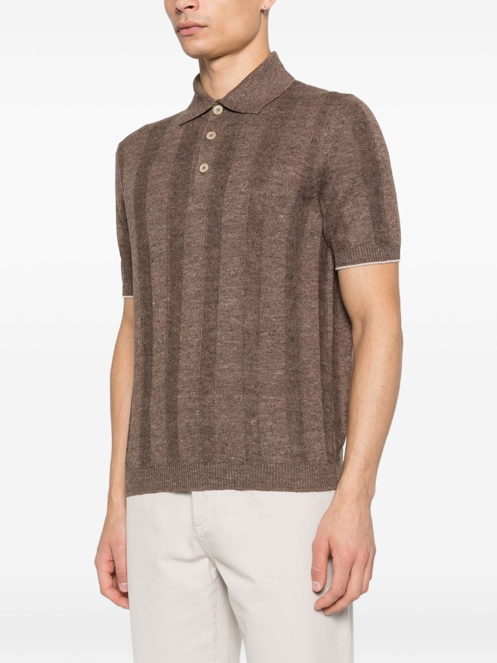 Polo a coste in marrone Brunello cucinelli - uomo 