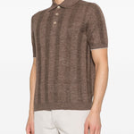 Polo a coste in marrone Brunello cucinelli - uomo 