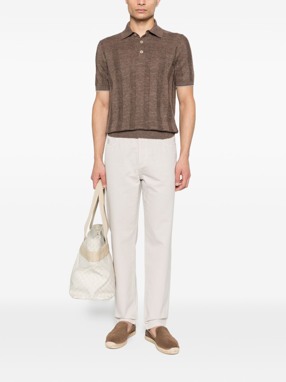 Polo a coste in marrone Brunello cucinelli - uomo 