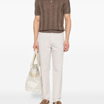 Polo a coste in marrone Brunello cucinelli - uomo 