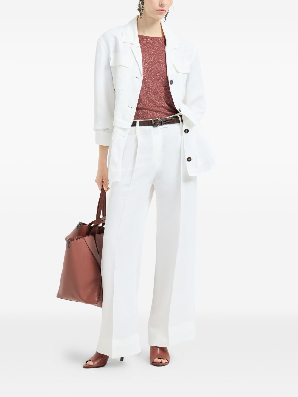 T-shirt girocollo in arancione Brunello cucinelli - donna 