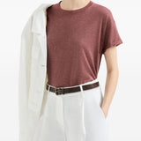 T-shirt girocollo in arancione Brunello cucinelli - donna 