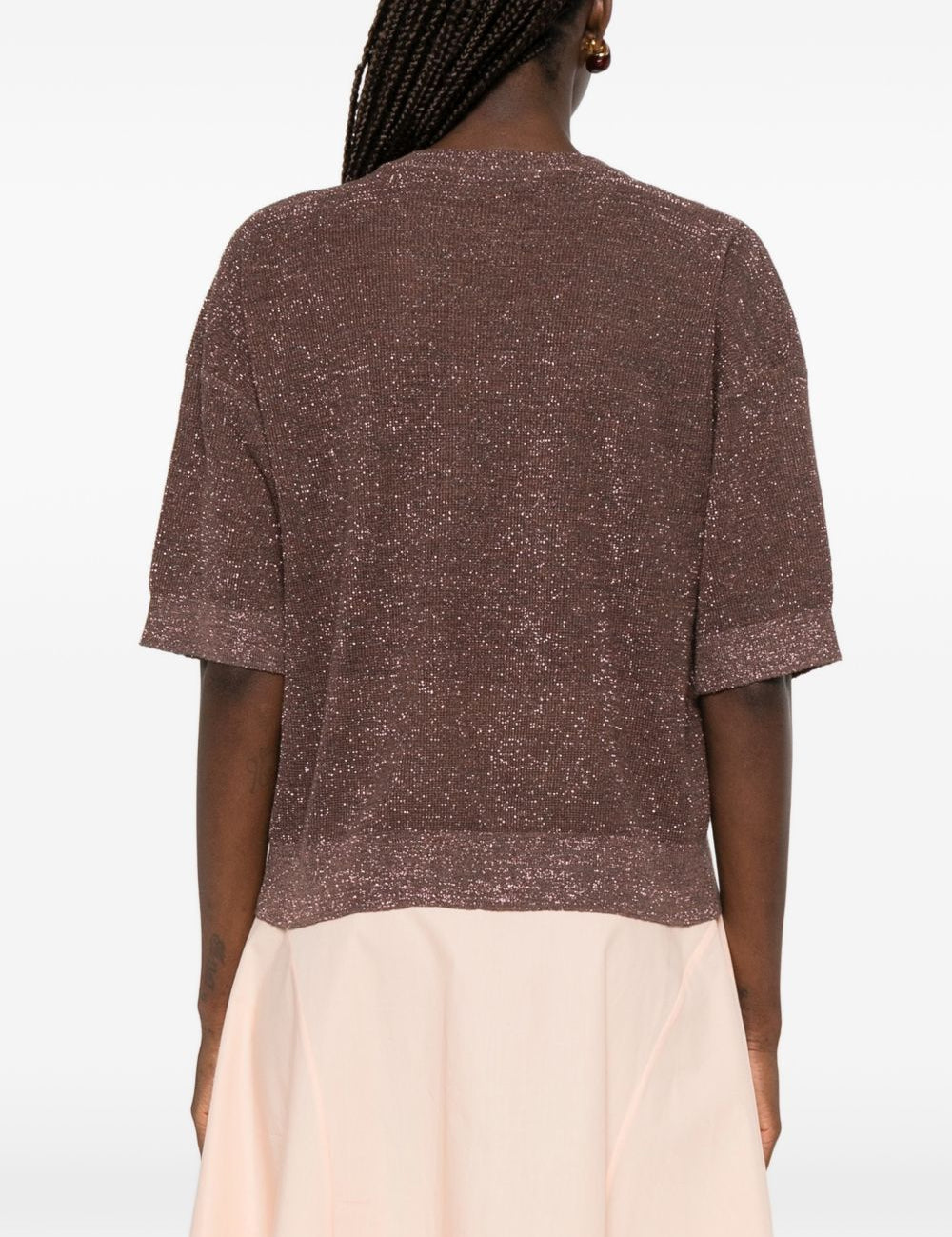 Top con effetto metallico in marrone Brunello cucinelli - donna 