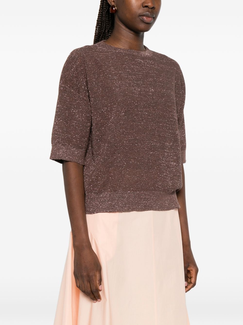 Top con effetto metallico in marrone Brunello cucinelli - donna 