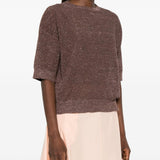 Top con effetto metallico in marrone Brunello cucinelli - donna 