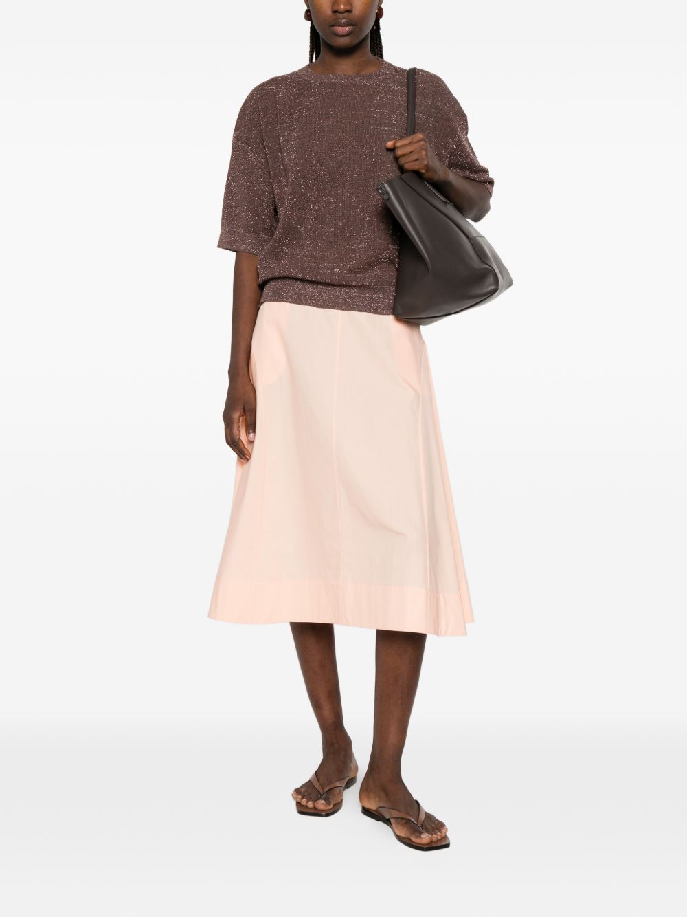 Top con effetto metallico in marrone Brunello cucinelli - donna 