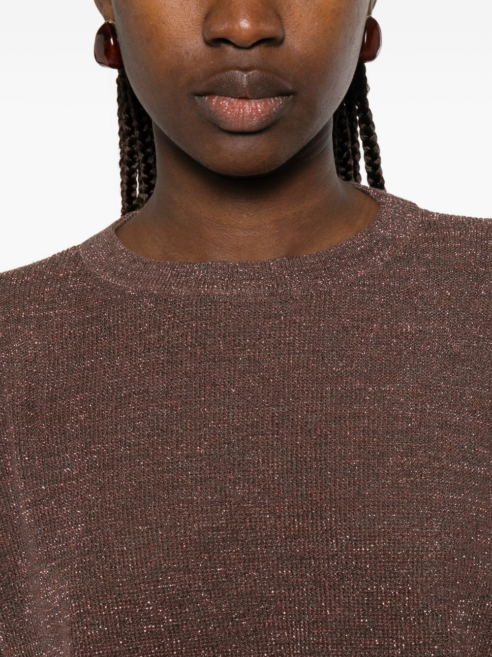 Top con effetto metallico in marrone Brunello cucinelli - donna 