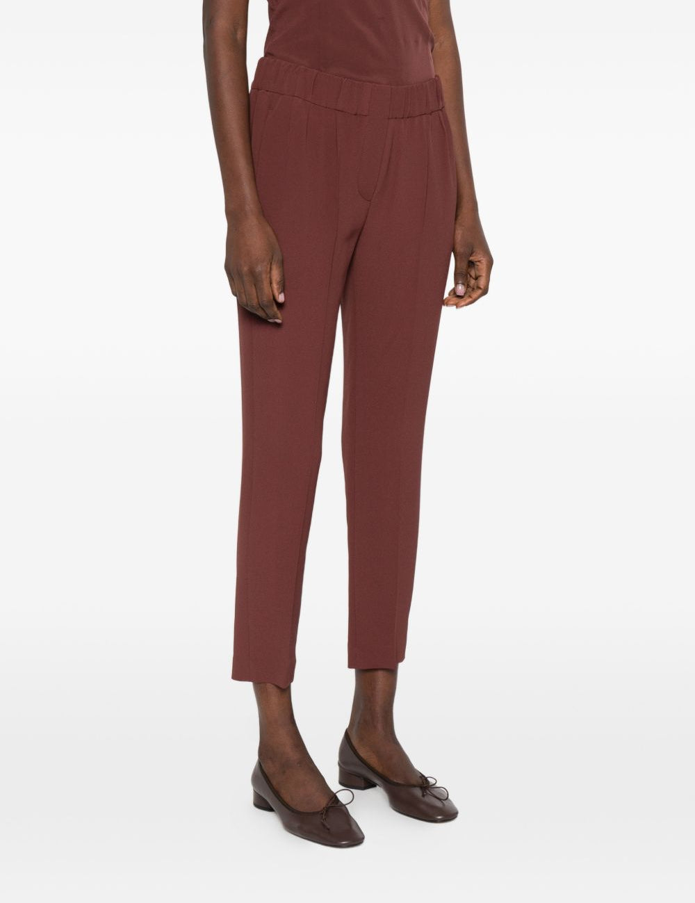 Pantaloni elasticizzati in marrone Brunello cucinelli - donna 