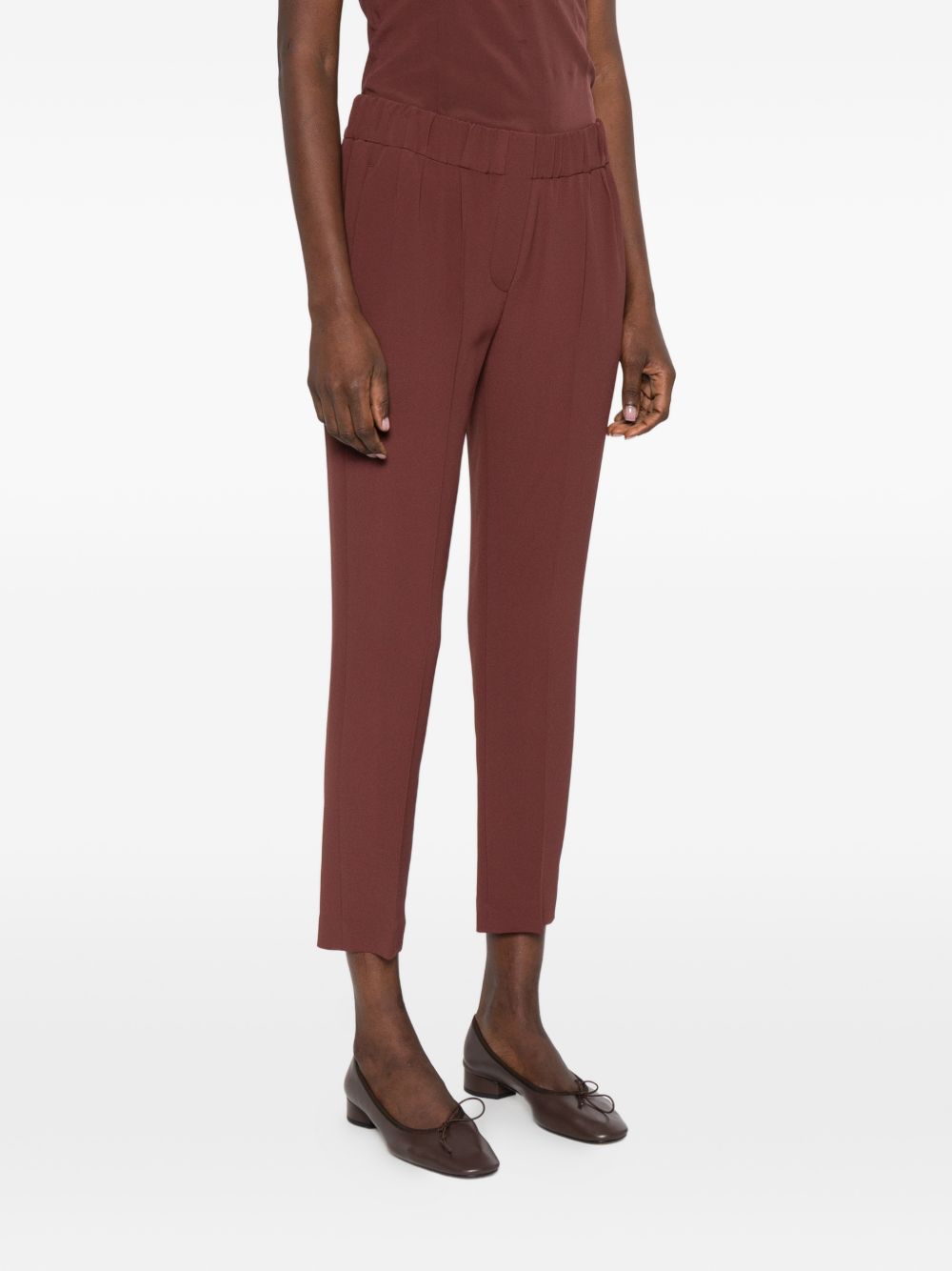 Pantaloni elasticizzati in marrone Brunello cucinelli - donna 