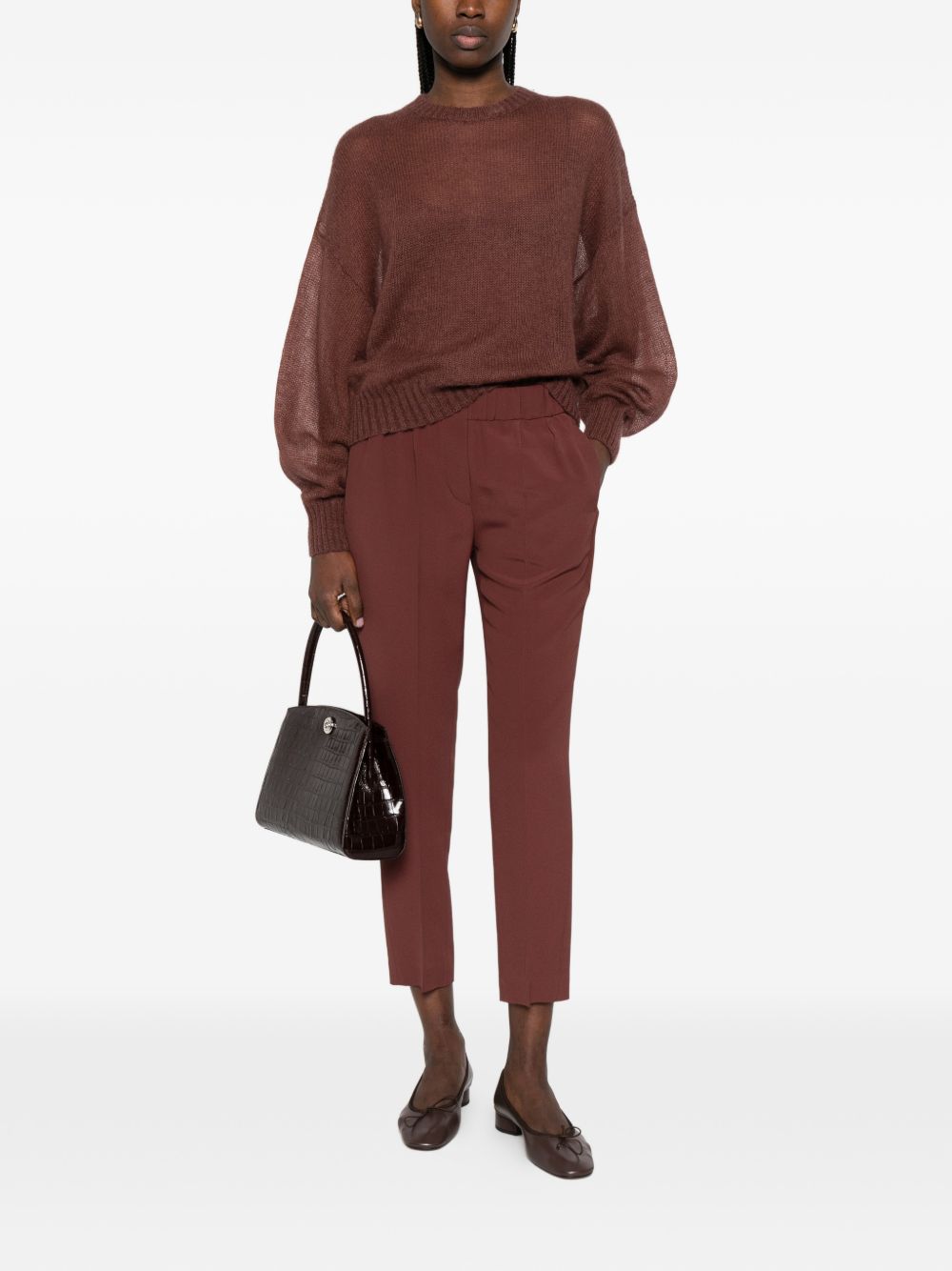 Pantaloni elasticizzati in marrone Brunello cucinelli - donna 