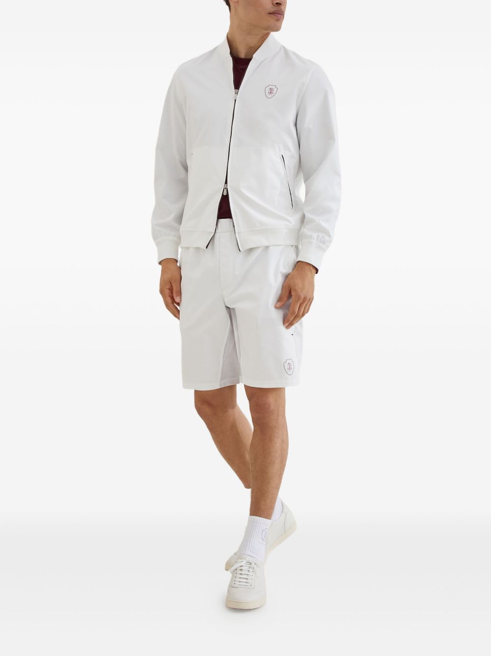 Shorts con vita elasticizzata in bianco 