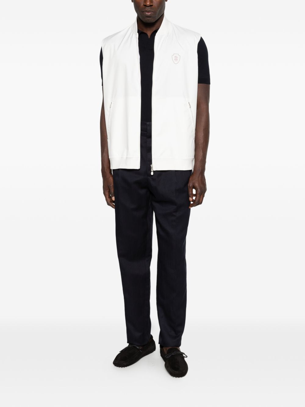 Gilet con dettaglio logo in bianco Brunello cucinelli - uomo 